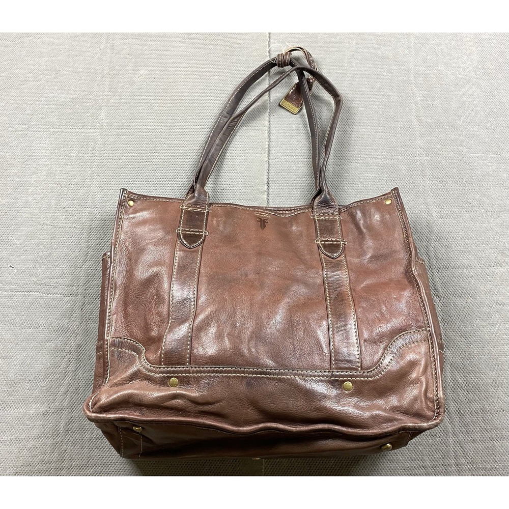Frye Vintage Campus Shopper Tote Brown Distressed Leather Large Shoulder Bag